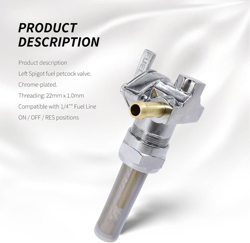 OXCANO 62167-81 22MM Left Spigot Gas Tank Fuel Shut Off Valve Petcock Switch Compatible with Harley-Davidson Bad Boy Blackline Breakout Cross Bones Disc Glide Dyna Dyna Glide Electra Glide Fat Bob - Image 5